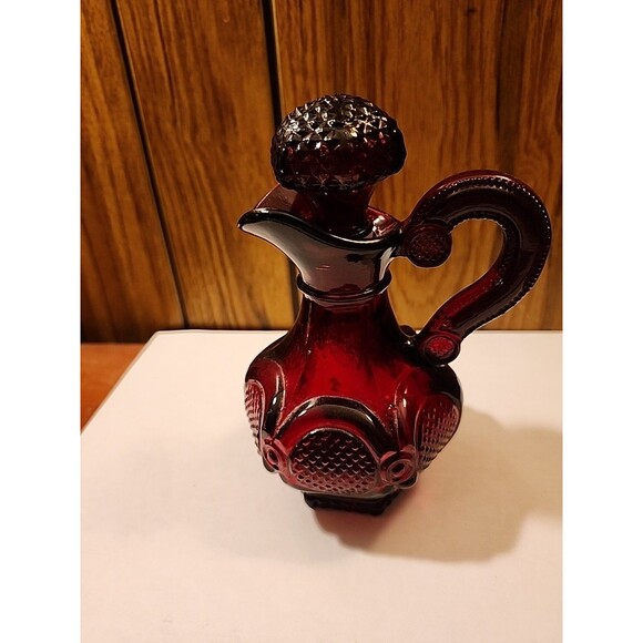 Vintage AVON 1876 Cape Cod Cruet Rubty Red Glass Pitcher Bottle EMPTY - Picture 1 of 8